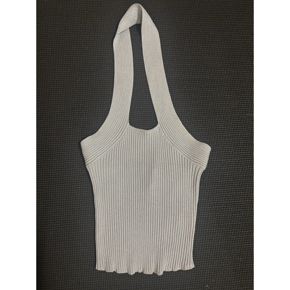 Scripted Women’s Halter Top Crop Top Size XS Grey Silver